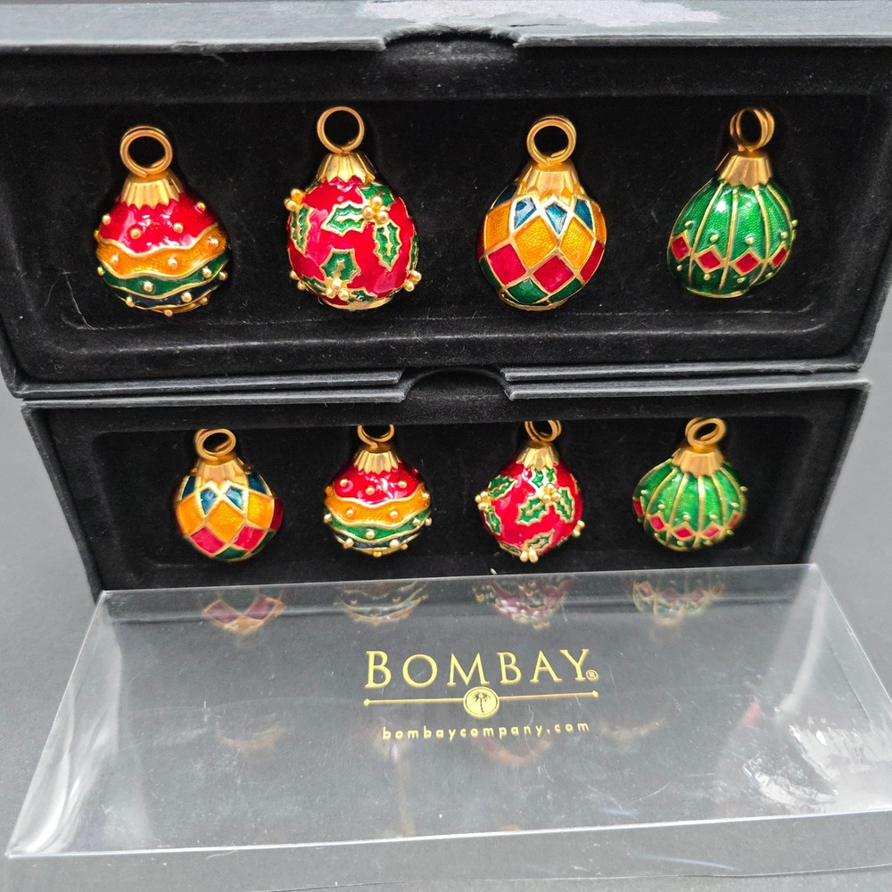 Bombay Company Enamel Christmas Ornament Place Card Holder Set of 8